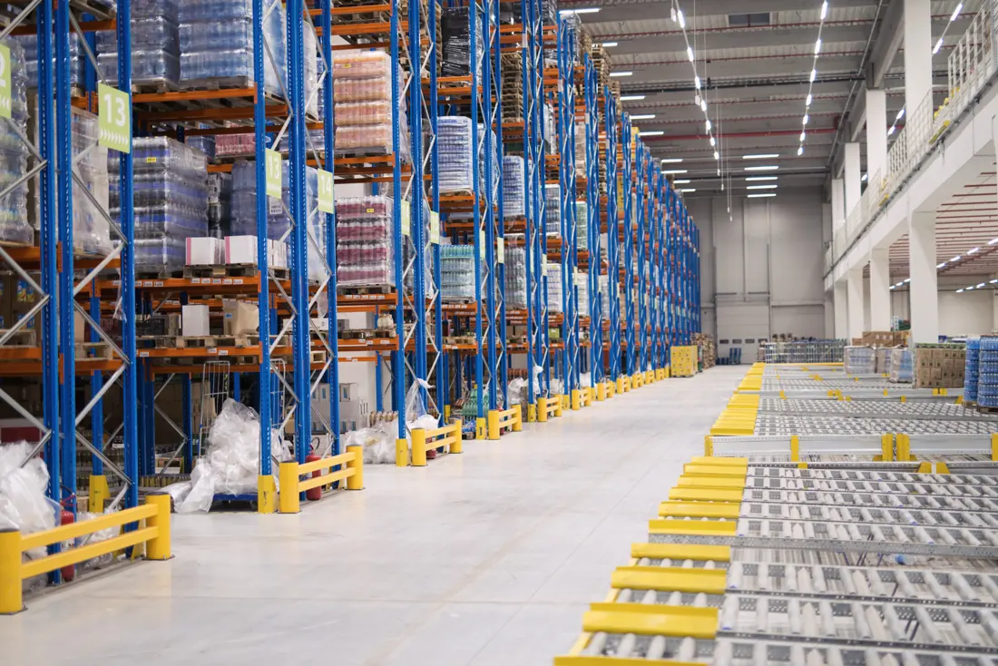 Warehouse with racks